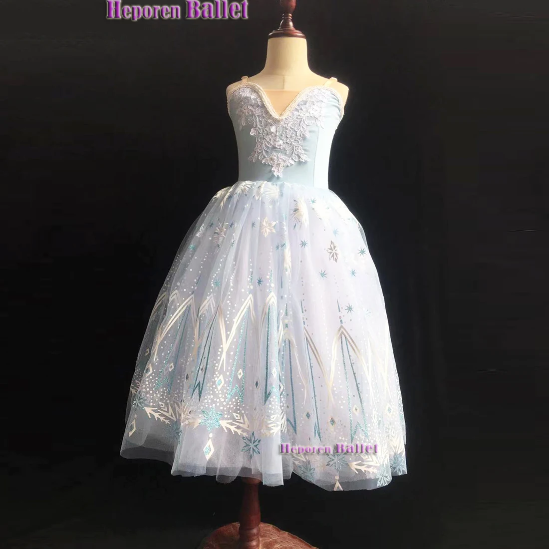 

Children's Ice Queen Ballet Performance Dress Long Awning Shiny Gauze Skirt Drop Shipping