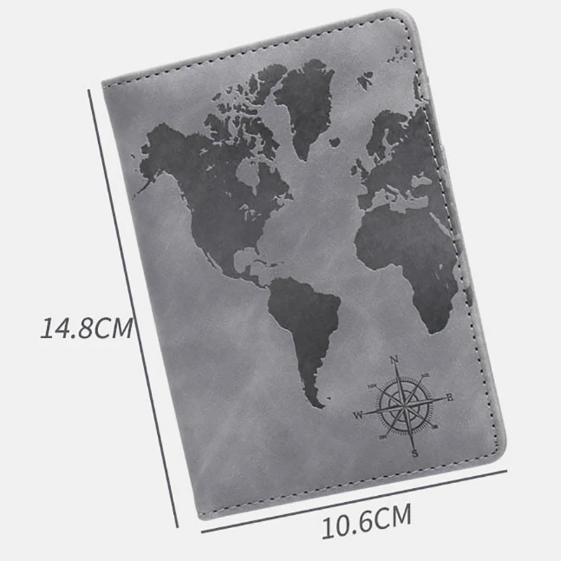 RFID Mapa do Mundo Passaporte Titular, Carteira de Viagem, Clip Strap, Anti-magnético Multi-Card Passport, Porta Pasaporte, Elastic Band, Ticket Clip