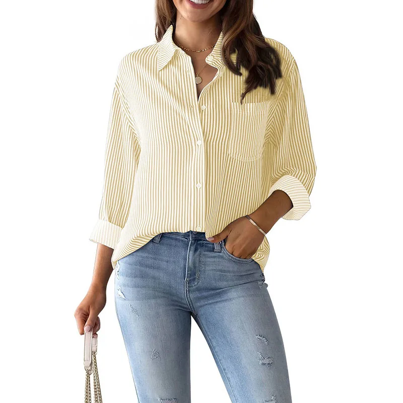 Vintage-Inspired Classic Blue Striped Long Sleeve Shirt