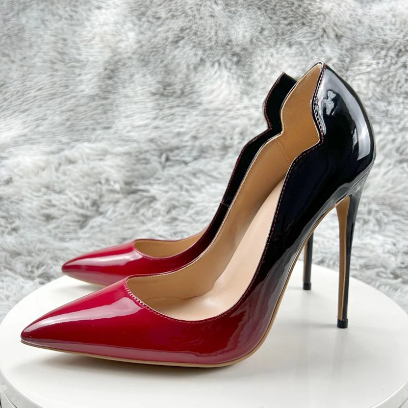

Red black fashion classic shoes pointed toe 12cm 10cm 8cm high thin heel plus size 46 handmade sexy women pumps QP042 ROVICIYA