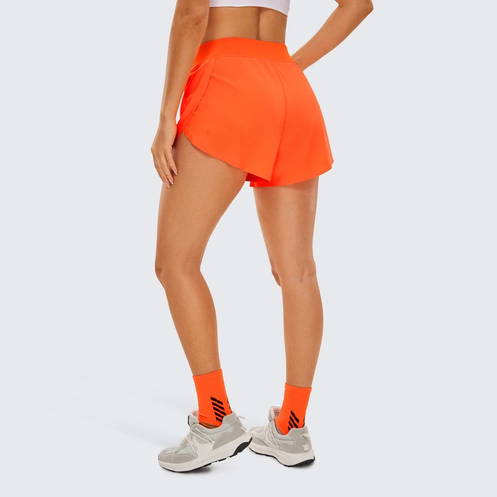 SYROKAN Mid Rise Running Shorts Women Quick Dry Lightweight Liner Split Dolphin Athletic Gym Workout Shorts Casual Sportwear sports shorts