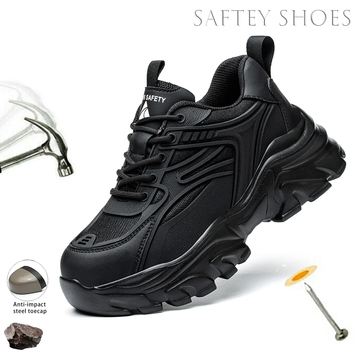 Platform Boots Steel Toe Safety Shoes for Women Work Boots Safety ...