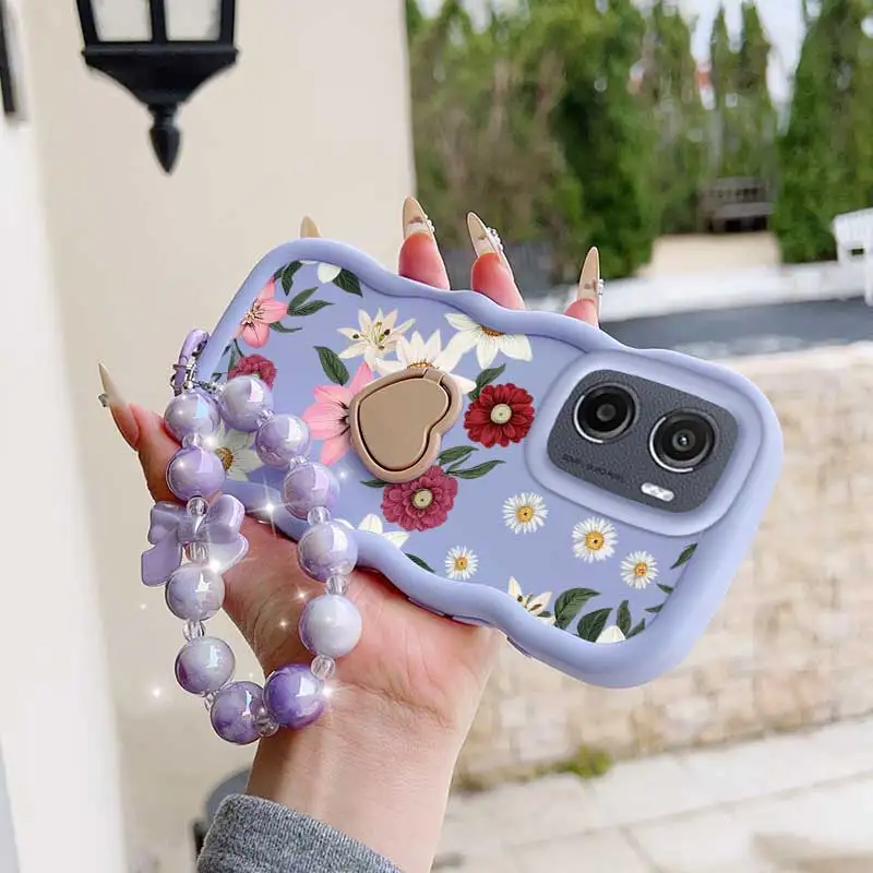 3-Piece Fragrant Flower Phone Case Set with Lanyard and Stand