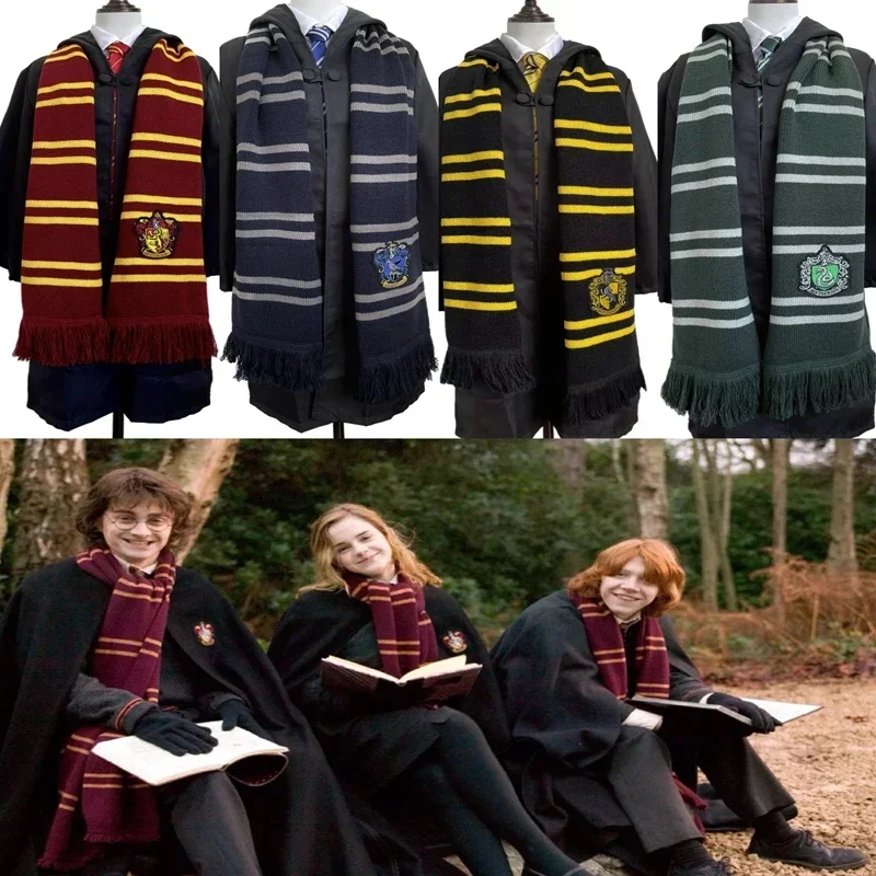 Scarf Harries Student Campus CosPlay Gryffindor Hufflepuff College Badge Scarves Acrylic Potters Halloween Christmas Anime Gift