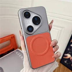 Luxury Magnetic Frosted PU Leather Shockproof Case with MagSafe Compatibility for HUAWEI Pura 90S Pro (Orange)