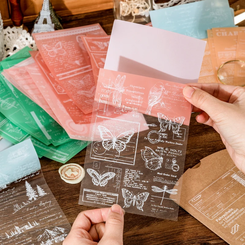 

Dimi 10Sheets White Narrative Series Sticker Butterfly PET Label Deco Diary Scrapbooking Stick Label Collage Stationery Supplies