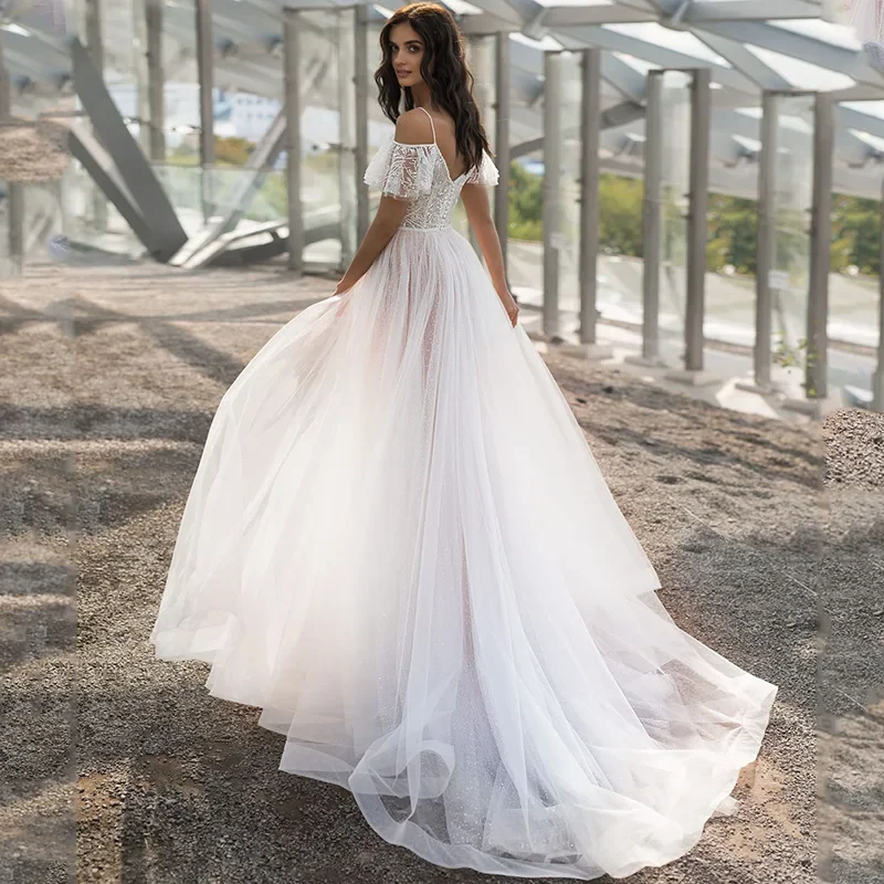 Plus Size Wedding Dress Slimming Lace Flower Off-Shoulder For Heavy Women Smooths Your Silhouette 3