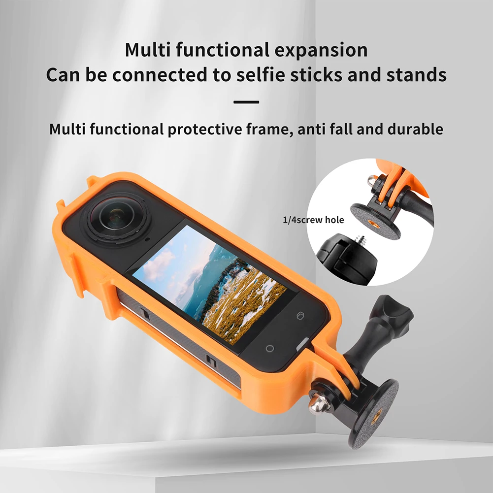 Protective Frame Case for Insta360 X4 w/Cold Shoe Rabbit Cage 1/4' Threads Mount Magnetic Quick Release Expansion Housing Case