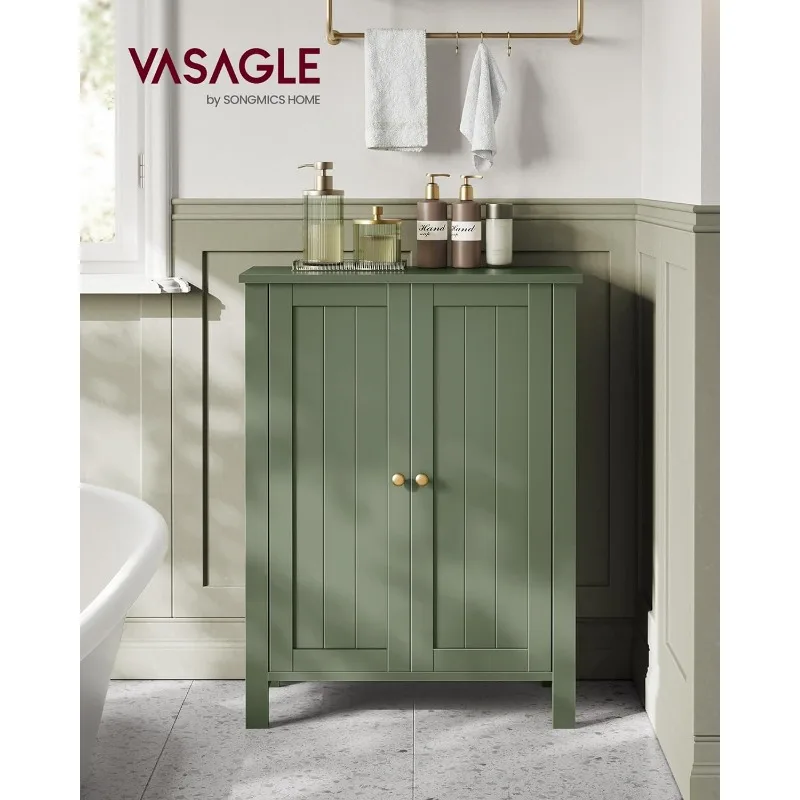 VASAGLE Bathroom Floor Storage Cabinet Bathroom Cabinet with 3 Large Drawers and 1 Adjustable Shelf White