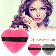 

2pcs/set Grey and Red Cosmetic Beauty Velvet Fabric Heart-shaped BB Fundation Makeup Puff Powder Puff CN(Origin)