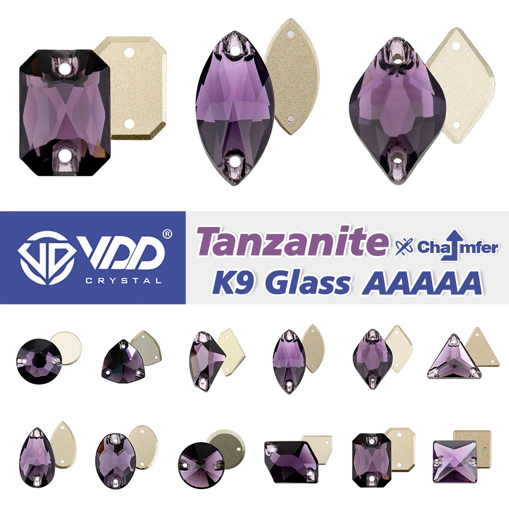 VDD S120 Tanzanite AAAAA 최고 품질 K9 유리 라인 석에 바느질 크리스탈 바느질 플랫 백 돌 의류 장식