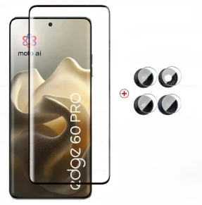 4-in-1 9D Curved Full Cover Tempered Glass Screen Protector with Lens Film