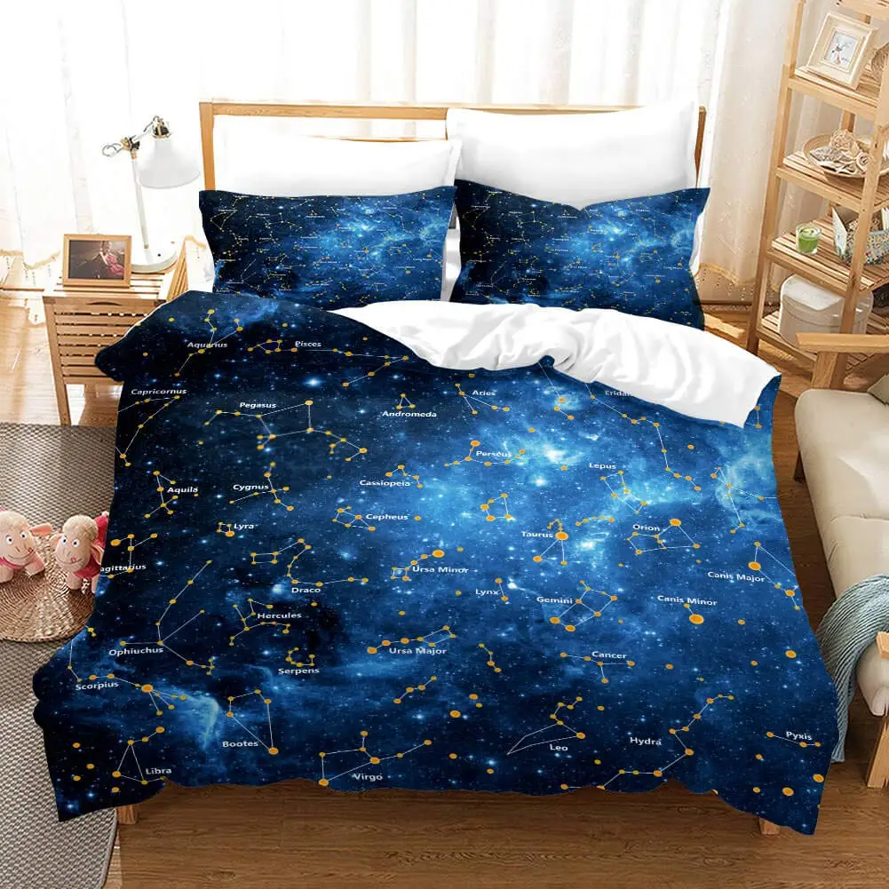 Nordische Fundas Juego De Ropa De Cama Con Tampado De Galaxia Para Niños,  Funda De Edredón, Colcha Con Tampado De Cielo, Azul Oscuro, Colorido,  Trellado, Reina, Pacio Exterior - AliExprs Zara Home, image size:1001x1001