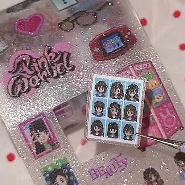 귀여운 레트로 시부야 핫걸 쇼와 Y2K 픽셀 스타일 다이컷 스티커 테이프 (스크랩북킹, 저널, DIY, 휴대폰 케이스, 콜라주 재료)