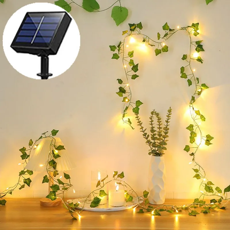 

10M 5M 2M Solar Artificial Leaf Flower LED String Lights Garland Wedding Decoration Holiday Lighting Christmas Light Solar Light
