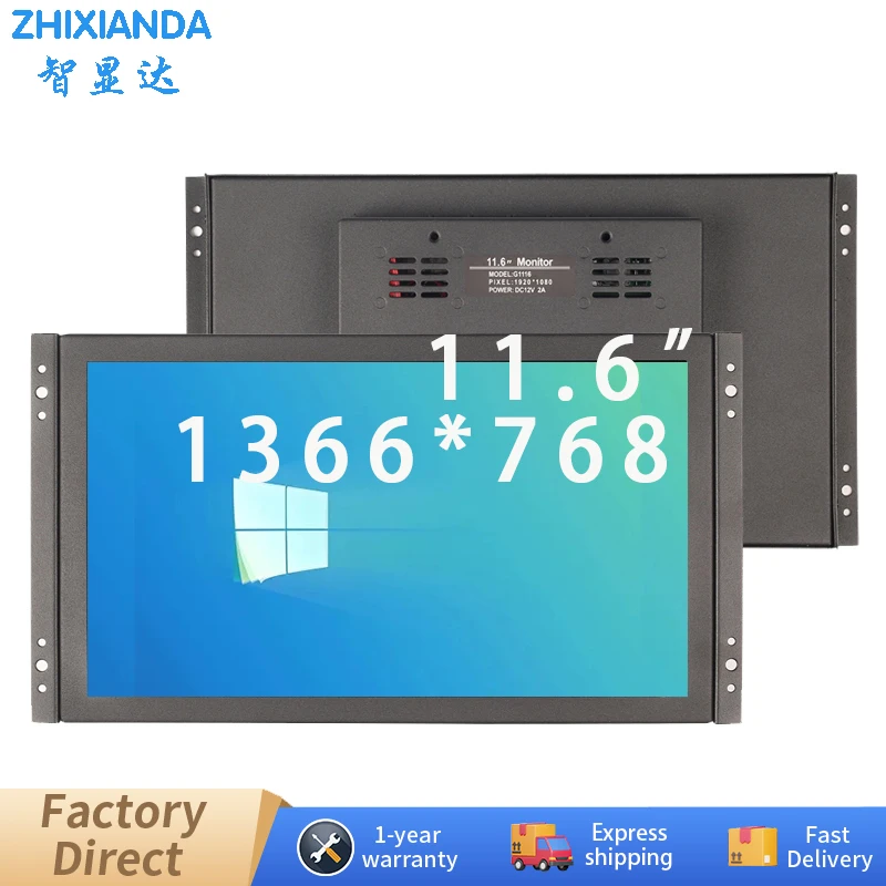 

Zhixianda 11.6 Inch 1366x768 IPS LCD Industrial Display Resistive/Capacitive Touch Screen Open Frame Monitor With HDMI VGA Port