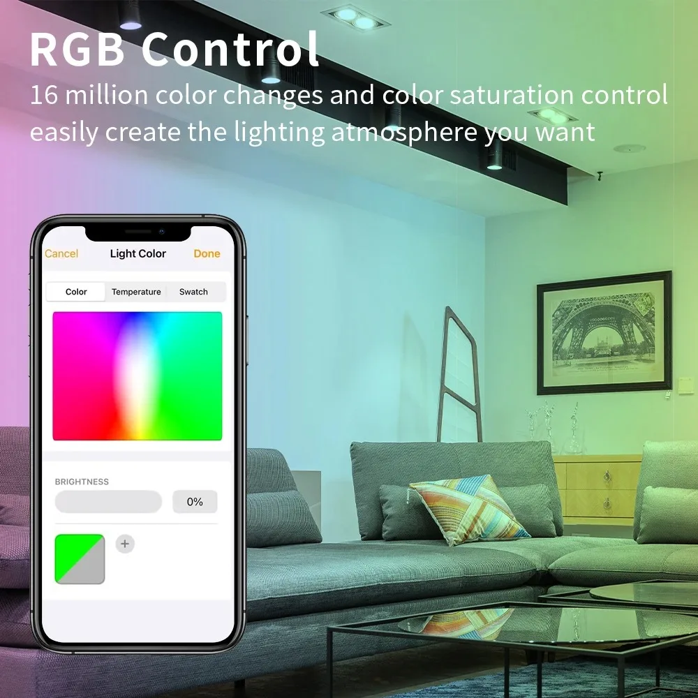 LED Downlight Zemismart WiFi Matter-certified RGBCW Round Ceiling Lamp 9W 12W 15W
