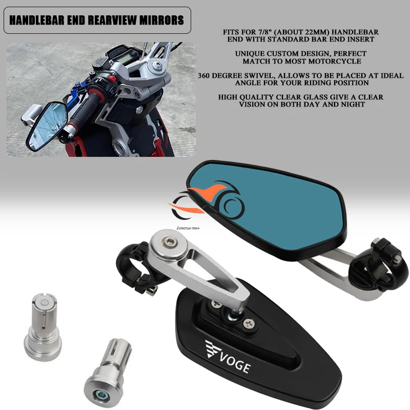 

For Loncin Voge 300R 500R 250RR 300RR 200AC 300AC 500DS 650DS 7/8"22MM Motorcycle Handlebar End Rearview Mirrors
