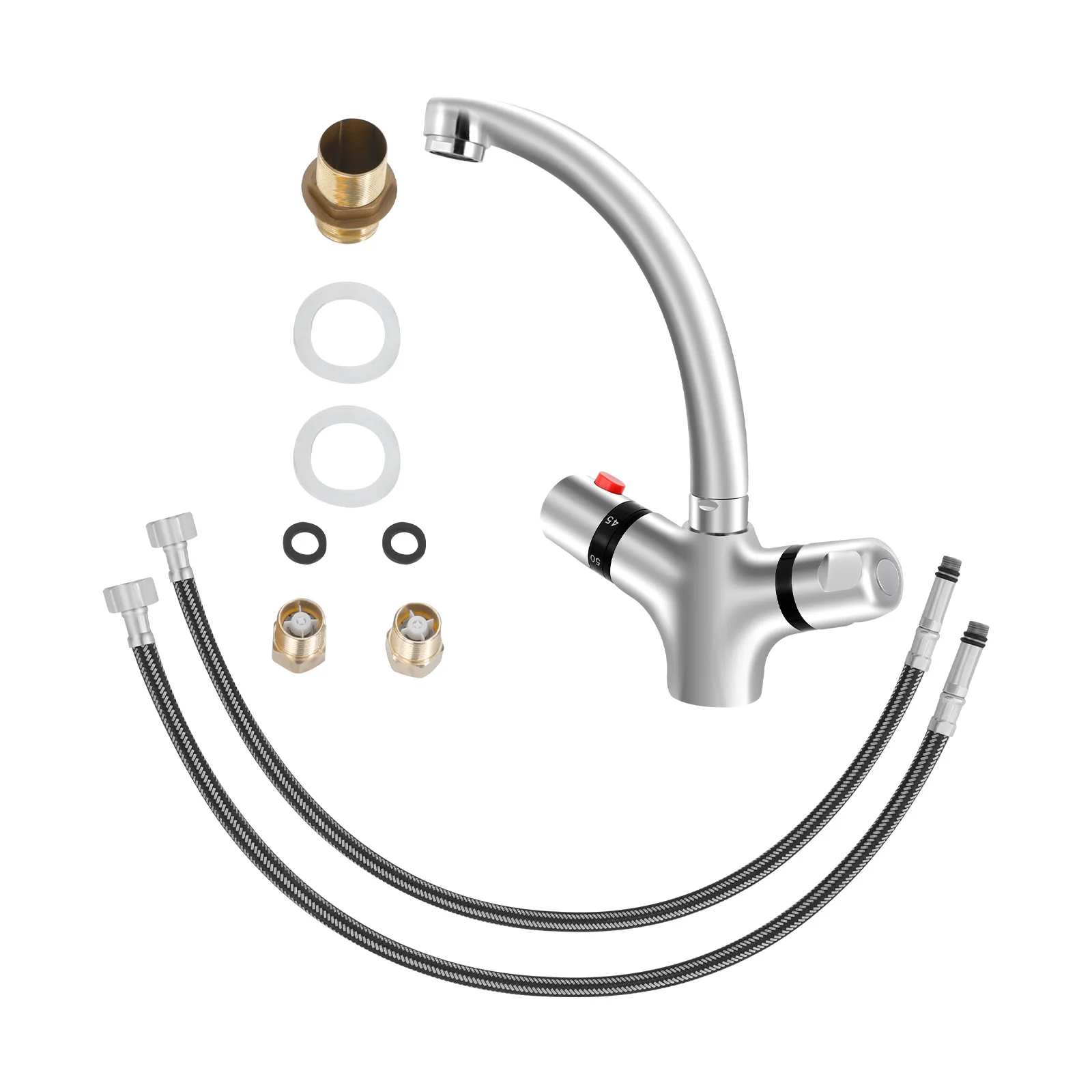 Badezimmer Waschbecken Mischbatterie Thermostat Mischbatterie Poliert Waschbecken Mischbatterie Küche Waschbecken Edelstahl Badezimmer Wasserhähne – Detail 3