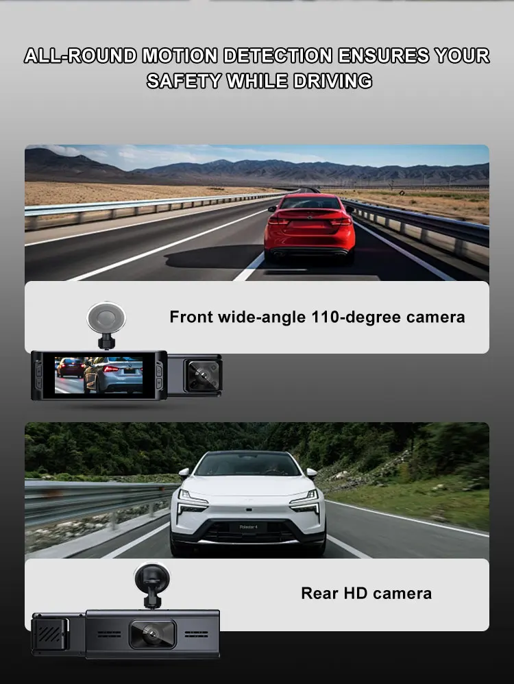 Description Picture 4 of item1080P Triple Lens Dash Cam with Ultra-Wide Angle Night Vision, WiFi Enabled, Front and Rear Vehicle Recording, High Definition
