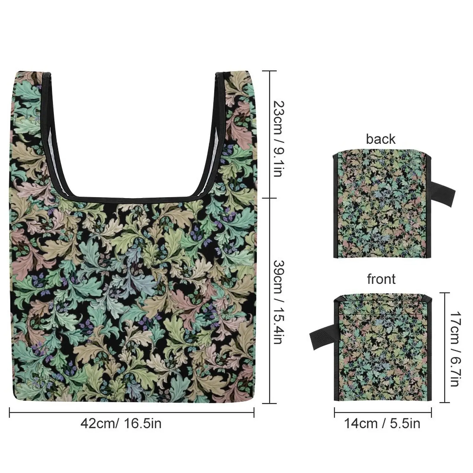 Colorful Leaf Printing Waterproof Foldable Shopping Bags Double Strap Handbag Tote Casual Woman Grocery Bag Custom Pattern