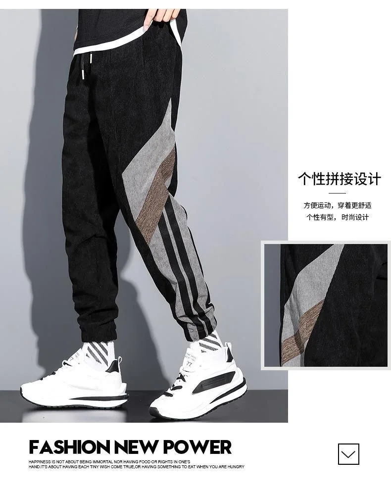 The new Korean version of the spring 2022 trend, nine minute trousers, men's loose-fitting campaign, popular logo casual trouser combat trousers