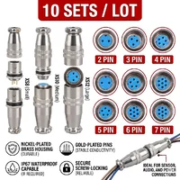 10SETS XS8 XS10 XS12 Aviation Connector Push-Pull Self-Locking Plug & Socket 2/3/4/5/6/7 Pin Gold-Plated Terminal Adapter Set 1