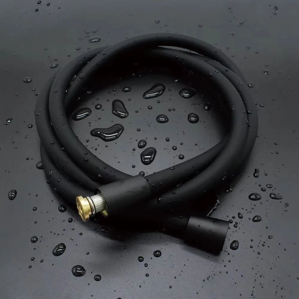 Black Latex Shower Head Hose Flexible Tube Pipe High Pressure Silicone Powerful Tap Faucet Toilet Bathroom Accessories 1.5/2M