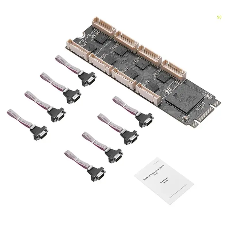 

NEW M2- to 8 Port RS232 Serial Card M2 B+M Keys to 8 Ports Serial RS232 Expansion Card Riser- Card EXAR 17V358 Chip .
