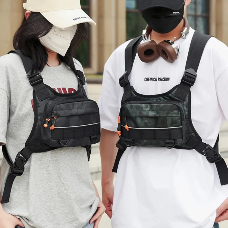 Front Chest Bag Camping Vest Backpack for Men Women Running Tactical Pack Sports Outdoor Cycling Running Fishing Travel Rig Bag