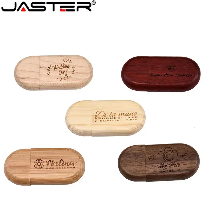 1PCS USB Flash Drive Flash Drive Free Wooden Box 4GB 8GB 16GB 32GB 64GB U Disk Memory Stick Wedding Gift