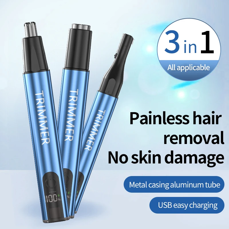 Convenient Rechargeable Nose Hair Razor ABS Electric Eyebrow Razor With Display 3 In 1 nose hair trimmer electric nose hair trimmer