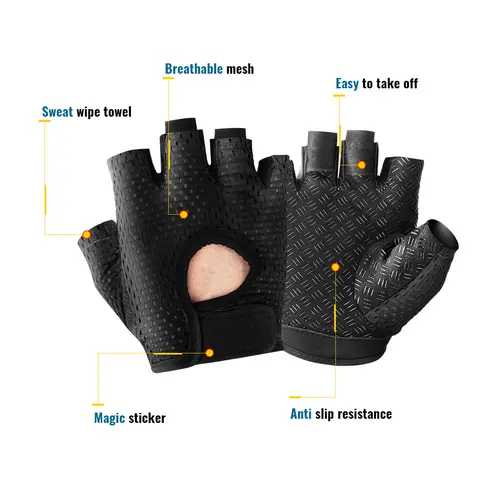 WRELS Gym Fitness Gloves For Women, Breathable Half Finger Anti-Slip Gloves For Bicycle Cycling Weight Lifting Yoga - Image 3