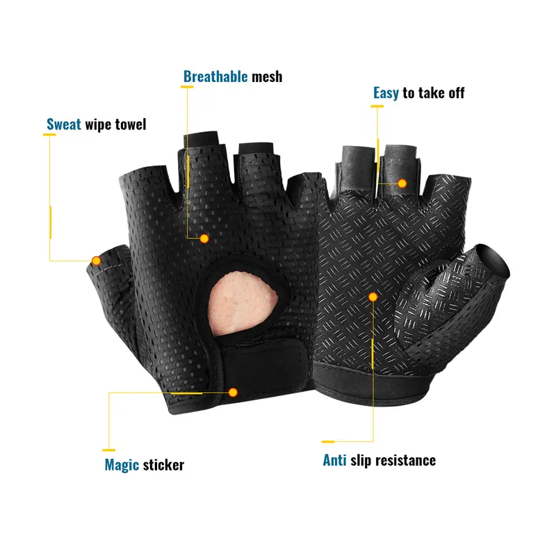 WRELS Gym Fitness Gloves For Women, Breathable Half Finger Anti-Slip Gloves For Bicycle Cycling Weight Lifting Yoga - Image 3