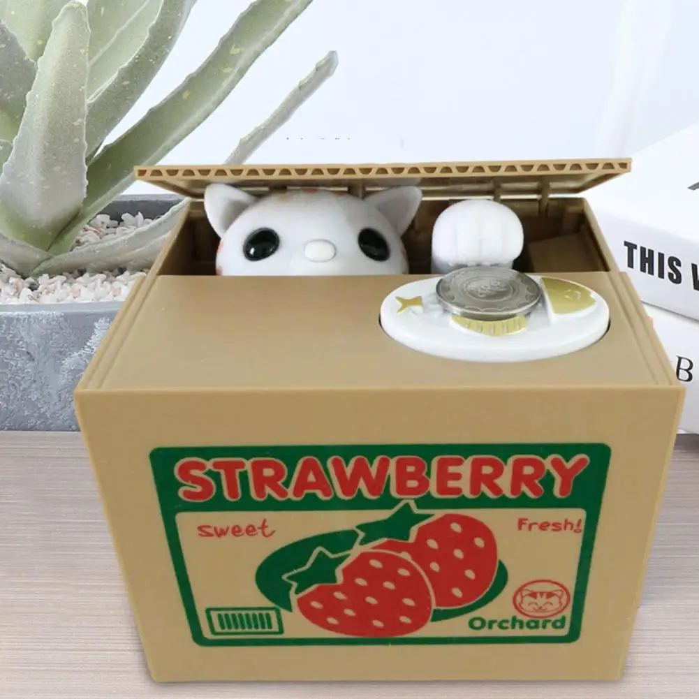 Piggy Bank Automatic Stealing Money Coin Bank Greedy Cat Piggy Bank US Coins Compatible Money Saving Box for Children 5