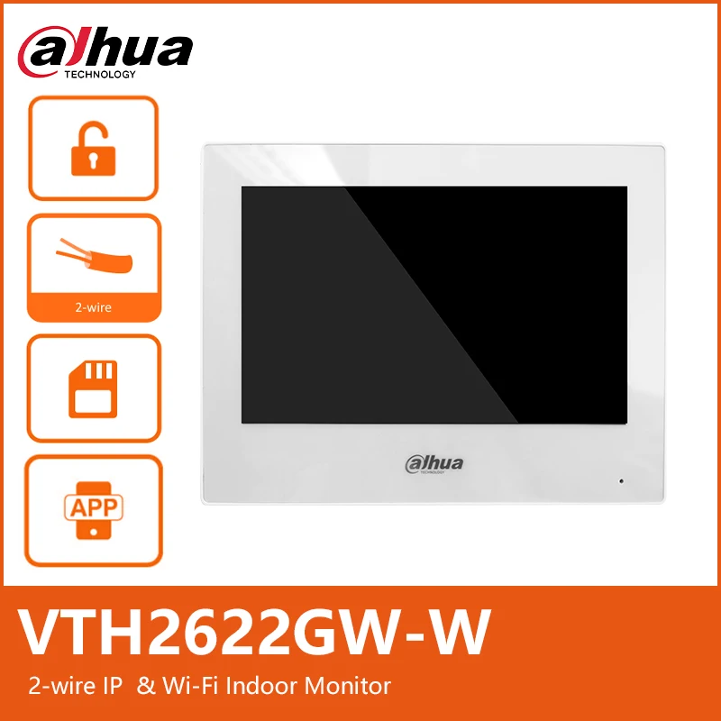 Dahua VTH2622GW-W 2-Wire IP Camera 7'' TFT Touch Screen& Wi-Fi Indoor Monitor Wireless Smart Home Video Intercom Doorbell System