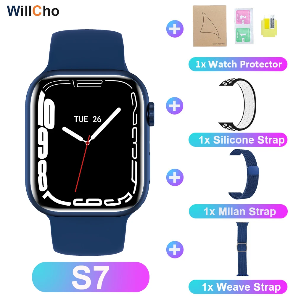 2022 S7 Smart Watch Iwo 14 Pro Nfc Voice Assistant Bluetooth Dial Answer Call Watch for Men Smart Watch Women Series 7 Pk W37Pro 