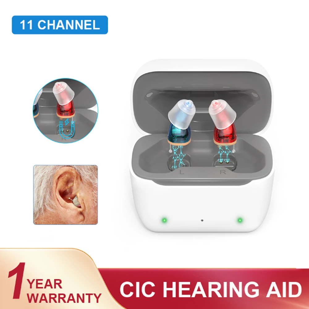 11 Channels Hearing Aids Rechargeable Mini Invisible Digital Hearing Aid For Deafness Severe Loss with Noise Cancelling