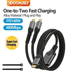 Dual USB - C 140W PD Power & Data Transfer Y Splitter Cable - Type - C to Type - C (140W)