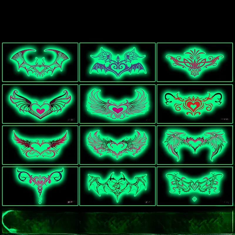 Glow-in-the-k Waterproof Tattoo Stiers for Women Long-lasting Couple's Private Parts Butt Waable Decals Home Decor