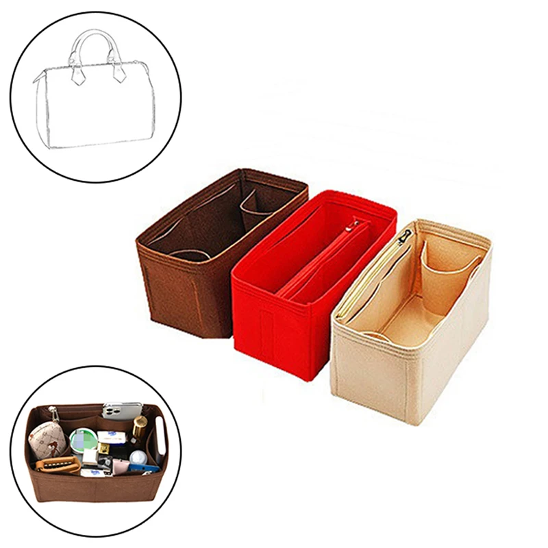 25 30 35 Felt Cloth Insert Bag Organizer Makeup Handbag Organizer Travel Inner Purse Portable Cosmetic Bags 2