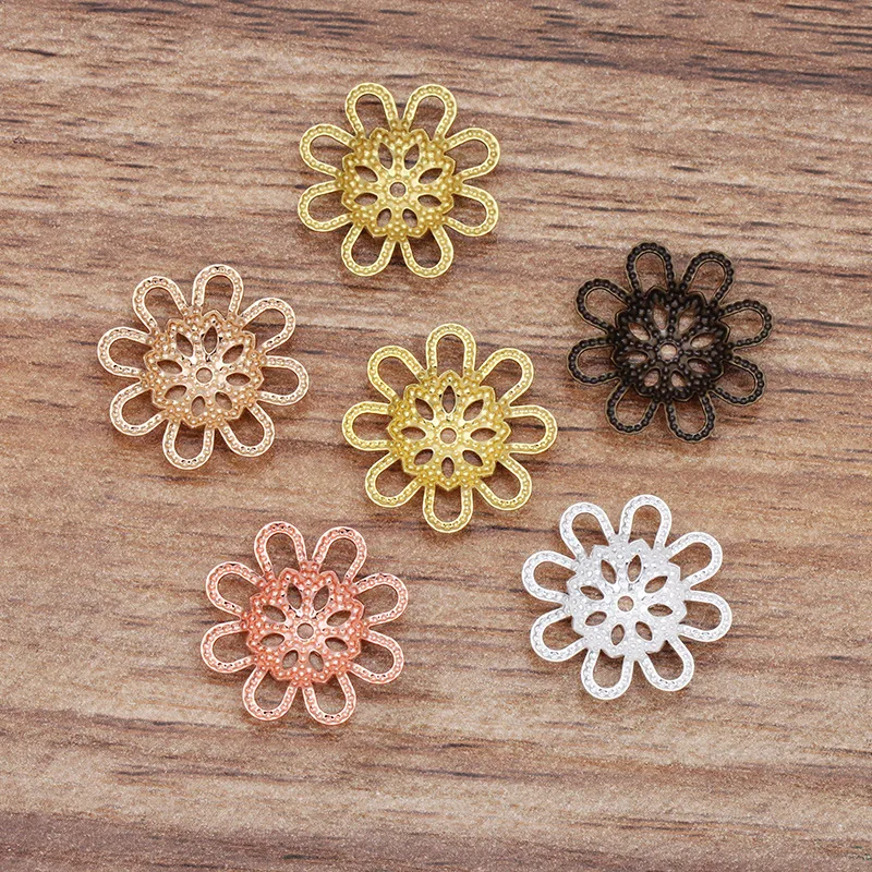 

100 PCS 18mm Metal Copper Flowers Bead Caps Stamen Flowers Tray Base Charms DIY Findings For Jewelry Making