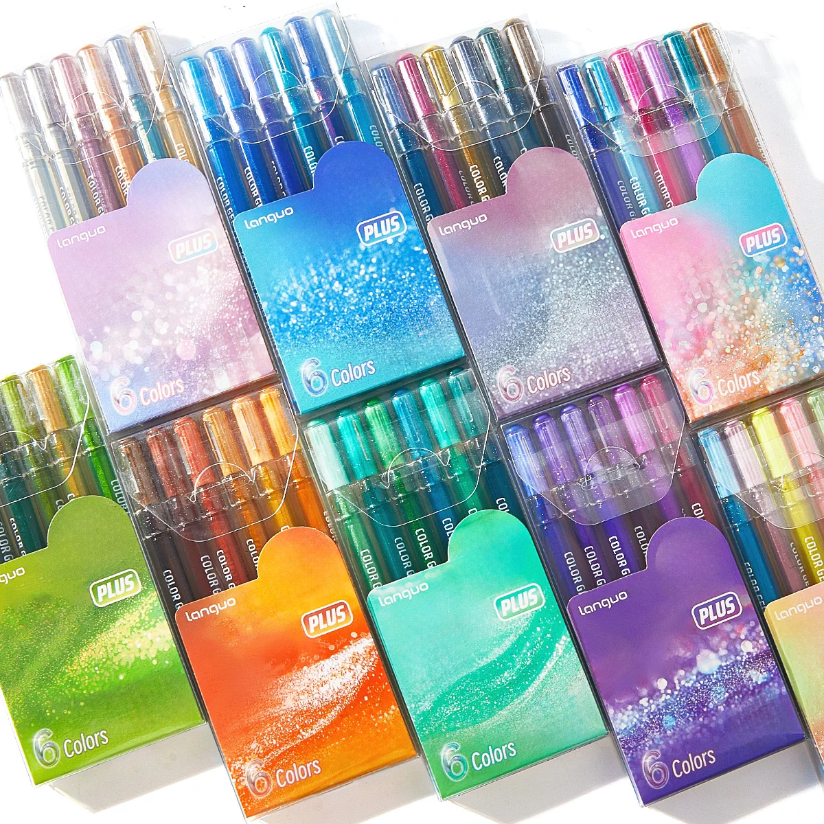 6 Glittering Journal Pens - Vibrant Colors, Perfect for Journaling, Marking, Drawing, Coloring, Writing Greeting Cards, and Holi