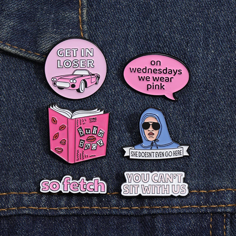 Mean Girls Cartoon Enamel Pins Burn Book You Can't With Us Funny Phrase Brooches Lapel Badge Clothing Collar Pin Jewelry Gift