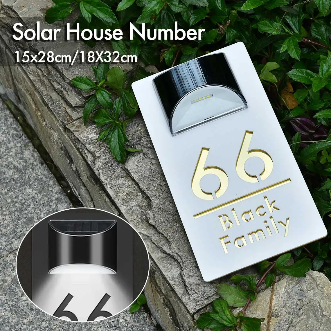 Personalizované solární dr. house značka LED lehký akryl talíř přizpůsobené adresovat plak outdoorové ulice jméno solární dr. house cifra značka
