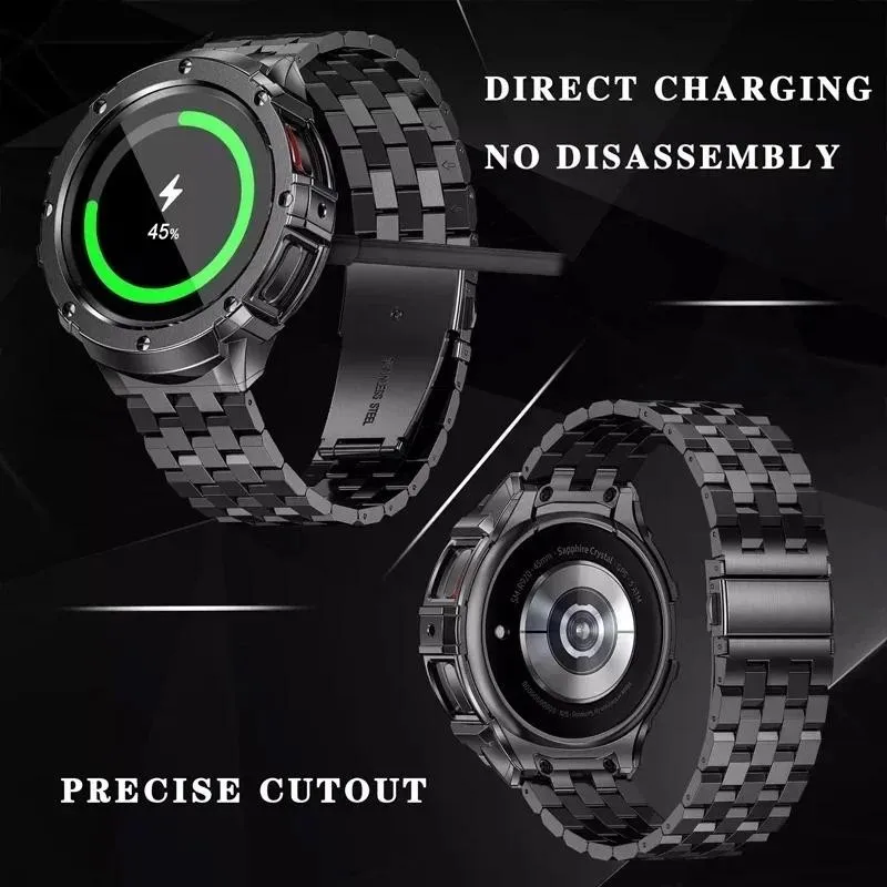 Sleek Stainless Steel Watch Band and Protective Case Bracelet Accessories