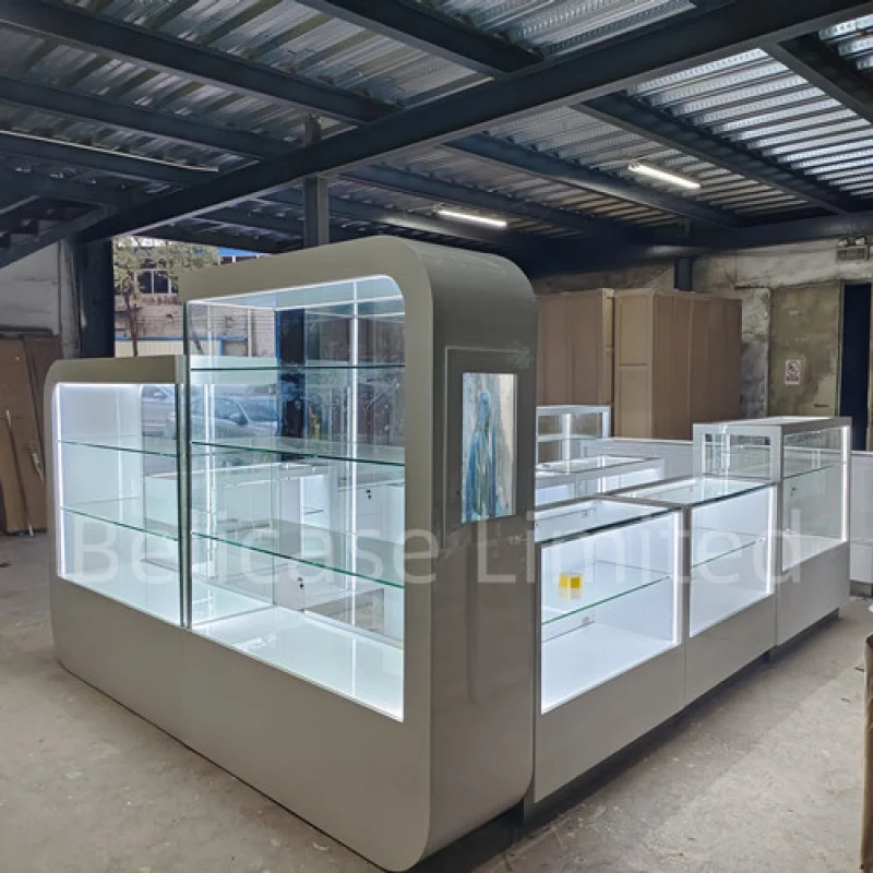 custom，Hot Sale Jewelry Kiosk Wooden Display Showcase Shopping Mall Perfume Kiosk Custom Kiosk for Product Display