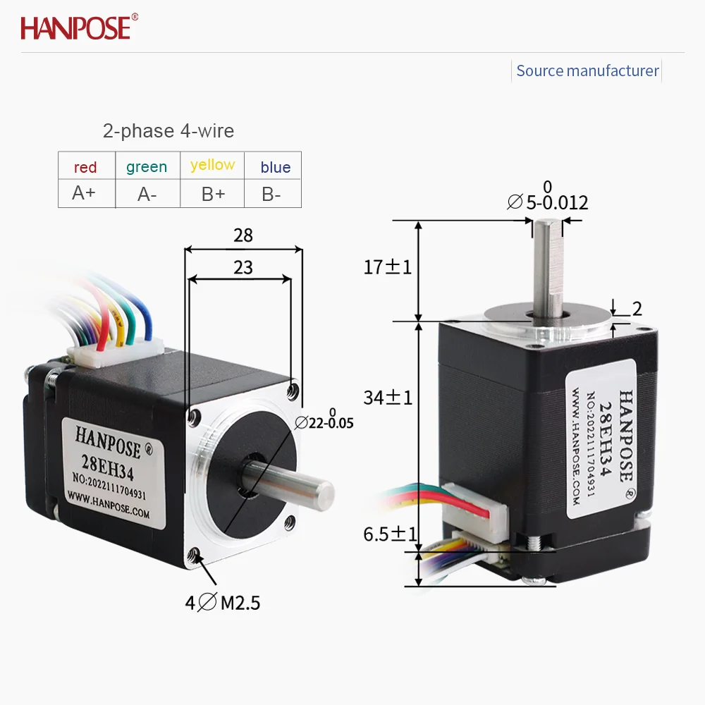 폐쇄 루프 스테퍼 모터 NEMA8 28EH34 0.8A 3.2V 실시간 좌표 판독, 스텝 손실 없음, 안정적인 작동