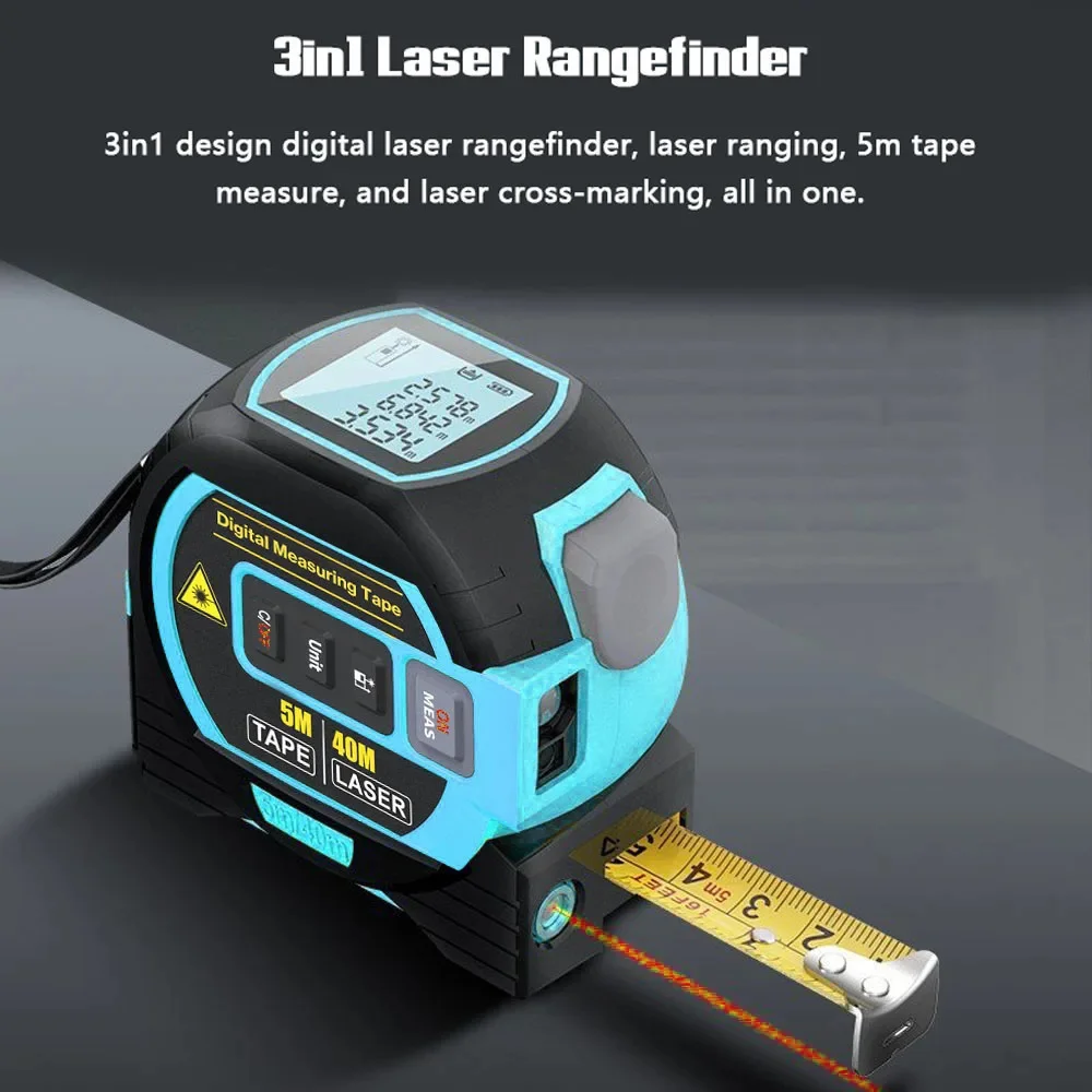 3In1 Laser Rangefinder Laser 40M 60M Distance Meter Measuring Tape Measure Digital Distance Area Rangefinder Scale