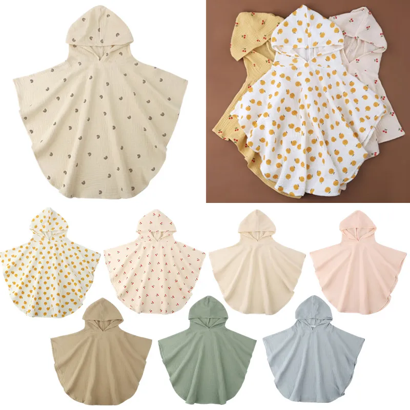 Pure Cotton Baby Towel Solid Color Muslin Baby Hooded Bath Towel Kids Newborn Swim Beach Bathrobe Quick Dry Facecloth Stuff bath towel cotton towel baby towel muslin towel baby bathrobe